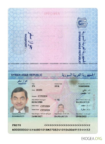 Passeport syrien 2022 présent